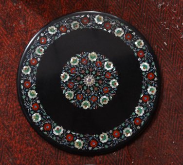 29" Black Marble Paua Shell Handmade Coffee Mosaic Table Top Home Decorative Art