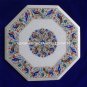 18" Marble Top Table Original Stone Peacock Inlay Pietra Dura Birds Peacocks Art