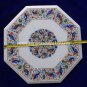18" Marble Top Table Original Stone Peacock Inlay Pietra Dura Birds Peacocks Art