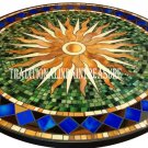 24" Black Marble Round Coffee Table Top Inlay Floral Mosaic Pietradure Decor Art