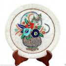 12" Marble Side Table Top Semi Precious Inlay Mosaic Floral Marquetry Work Decor