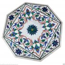 20"x20" Marble Coffee Table Top Malachite Inlay Mosaic Marquetry Work Art Decor