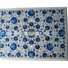 12"x18" White Marble Coffee Table Real Lapis Gems Inlay Arts Mosaic Garden Decor 12"x18" White Marble Coffee Table Real Lapis Gems Inlay Arts Mosaic Garden Decor
