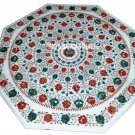 30" White Marble Center Coffee Table Top Mosaic Hakik Malachite Inlay Art Decor 30" White Marble Center Coffee Table Top Mosaic Hakik Malachite Inlay Art Decor