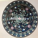 30'' Black Marble Coffee Table Top Floral Mosaic Pietradure Inlay Garden Decor 30'' Black Marble Coffee Table Top Floral Mosaic Pietradure Inlay Garden Decor