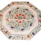 24" White Marble Coffee Center Table Top Micro Mosaic Inlay Decor Marquetry Art