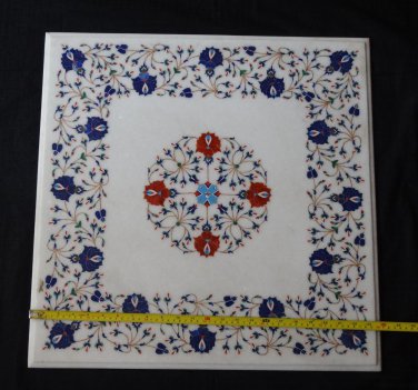 24"Lapis Marble Marquetry Coffee Dining Table Top Pietra Dura Dining Table Decor