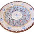 24" White Marble Center Coffee Table Top Rare Marquetry Inlay Pietradure Decor