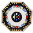 24"x24" Marble Coffee Table Top Semi Precious Gem Marquetry Inlay Home Decor