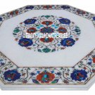 18" White Marble Coffee Table Top Lapis Inlay Living Room Mosaic Home Art Decor 18" White Marble Coffee Table Top Lapis Inlay Living Room Mosaic Home Art Decor