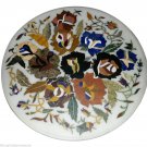 30"x30" Marble Coffee Table Top Rare Inlay Mosaic Floral Arts Living Decor H951A