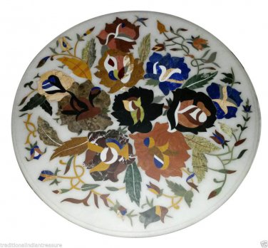 30"x30" Marble Coffee Table Top Rare Inlay Mosaic Floral Arts Living Decor H951A