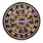 48" Black Marble Round Hallway Table Top Scagliola Inlaid Outdoor Decor H3941