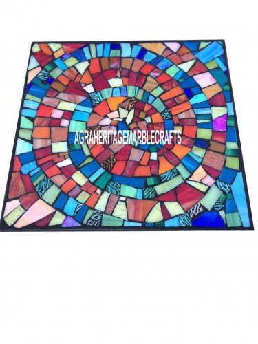 36" Marvelous Marble Dining Table Multi Mosaic Handmade Inlay Garden Decor H3975