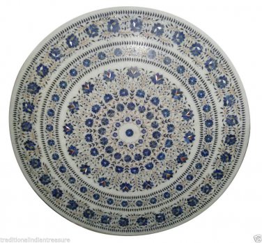 30"x30" Marble Dining Room Table Lapis Stone Mosaic Floral Home Decorative Arts