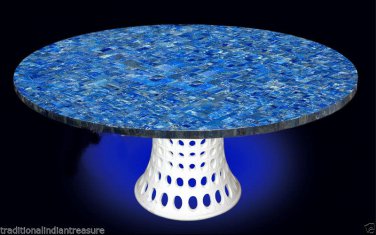 36" Marble Dining Table Top Mosaic Lapis Stone Inlay Pietradura Outdoor Decor