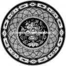 30'' Black Marble Round Mosaic Table Top Mother of Pearl Inlay Marquetry Decor