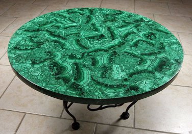 36" Green Marble Dining Table Top Mosaic Malachite Inlay Occasional Garden Decor