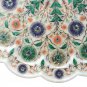 White Marble Round Plate Rare Malachite Inlay Micro Mosaic Floral Art Home Decor