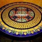 55" Antique Marble Restaurant Table Beautiful Mosaic Inlay Italian Decor H3953