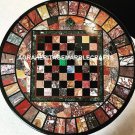 36" Marble Chess Dining Playing Table Precious Mosaic Inlaid Outdoor Decor H3984