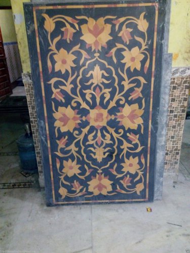3'x2' Black Marble Table Top Pietra Dura Rare Centre Table Top Home Decorative