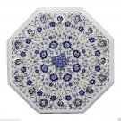 17"x17" Marble Coffee Table Top Semi Precious Lapis Gems Inlay Mosaic Decor Arts