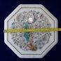 12" White Marble Inlaid Peacock Pietra Dura Rare Table Top Mother of Pearl Art