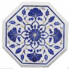 12" White Marble Center Mosaic Coffee Table Top Lapis Stone Inlay Marquetry Arts