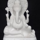 16" White Lord Ganesha Marble Statue Sculpture Handmade Ganesh Decor Best Gift