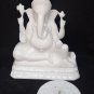 16" White Lord Ganesha Marble Statue Sculpture Handmade Ganesh Decor Best Gift
