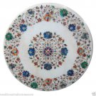 24" Marble Coffee Table Top Pietra Dura Floral Semi Precious Handmade Gift Decor