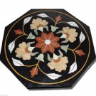 23.5" Black Marble Top Dining Room Table Top Handmade Buds Design Home Decor Art