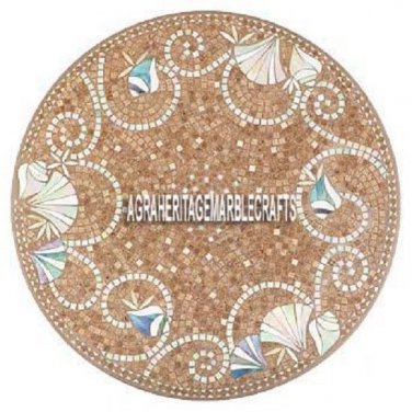 30" Precious Marble Round Dining Table Collectible Inlaid Gemstone Decor H3996