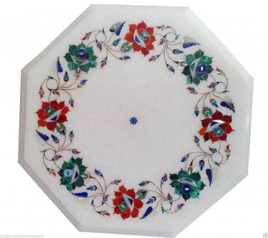 1'x1' Marble Decorative Mosaic Coffee Table Top Rare Malachite Stone Inlay Art