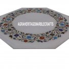 14'' White Marble Restaurant Top Table Marquetry Floral Work Inlay Outdoor Decor 14'' White Marble Restaurant Top Table Marquetry Floral Work Inlay Outdoor Decor