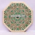 18" White Marble Top Coffee Table Malachite Inlay Stone Marquetry Furniture Arts