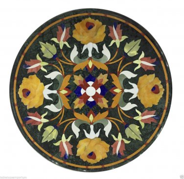 23"x23" Marble Coffee Center Table Top Mosaic Inlay Pietradure Arts Garden Decor