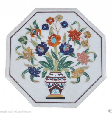 1'x1' Marble Coffee Mosaic Table Top Marquetry Inlay Malachite Floral Arts Decor