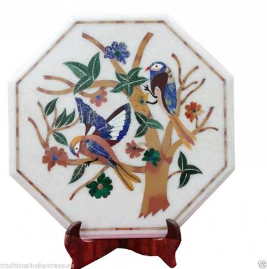 1'x1' Marble Decorative Mosaic Coffee Table Top Birds Marquetry Inlay Art Decor
