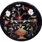 24" Black Marble Coffee Table Top Rare Pietradure Floral Arts Mosaic Home Decor 24" Black Marble Coffee Table Top Rare Pietradure Floral Arts Mosaic Home Decor