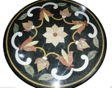 30"X30" Marble Dining Table Top Inlaid Mosaic Floral Art Marquetry Decor H921A