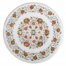 15" White Marble Coffee Table Top Marquetry Hakik Inlay Floral Art Mosaic Decor