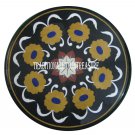 20" Black Marble Coffee Table Top Floral Inlay Work Marquetry Home Mosaic Decor