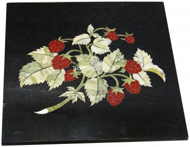 12" Marble Black Coffee Table Floral Art Inlay Marquetry Hallway Furniture Arts