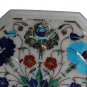 12" White Marble Marquetry Top Coffee Table Turquoise Pauashell Lapis Inlay Art
