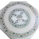 14" White Marble Coffee Table Top Pauashell Inlay Mosaic Gemstone Outdoor Decor