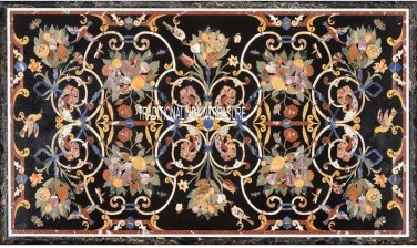 6'x3' Black Marble Dining Table Top Living Room Marquetry Home Decor Inlay Work