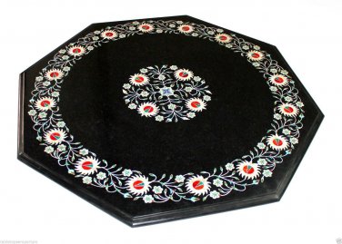 24" Marble Coffee Center Table Top Carnelian Inlay Marquetry Inlay Outdoor Decor