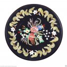 24"x24" Marble Round Coffee Table Top Semi Precious Gems Mosaic Furniture Gifts